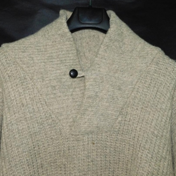 Eddie Bauer Light Brown Wool Sweater Button Loop Shawl Collar Mens Winter L - Picture 16 of 16